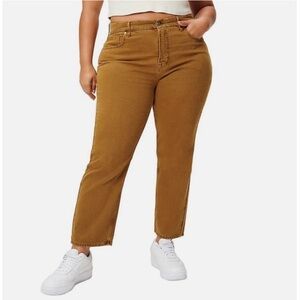 Good American 90s‎ Duster Straight Leg Jeans Bronze Brown 18